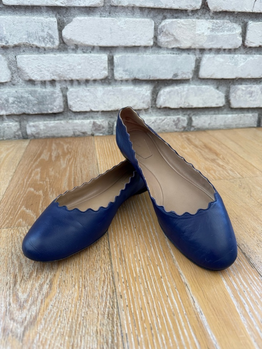 Chloe Navy Lauren Leather Ballet Flats